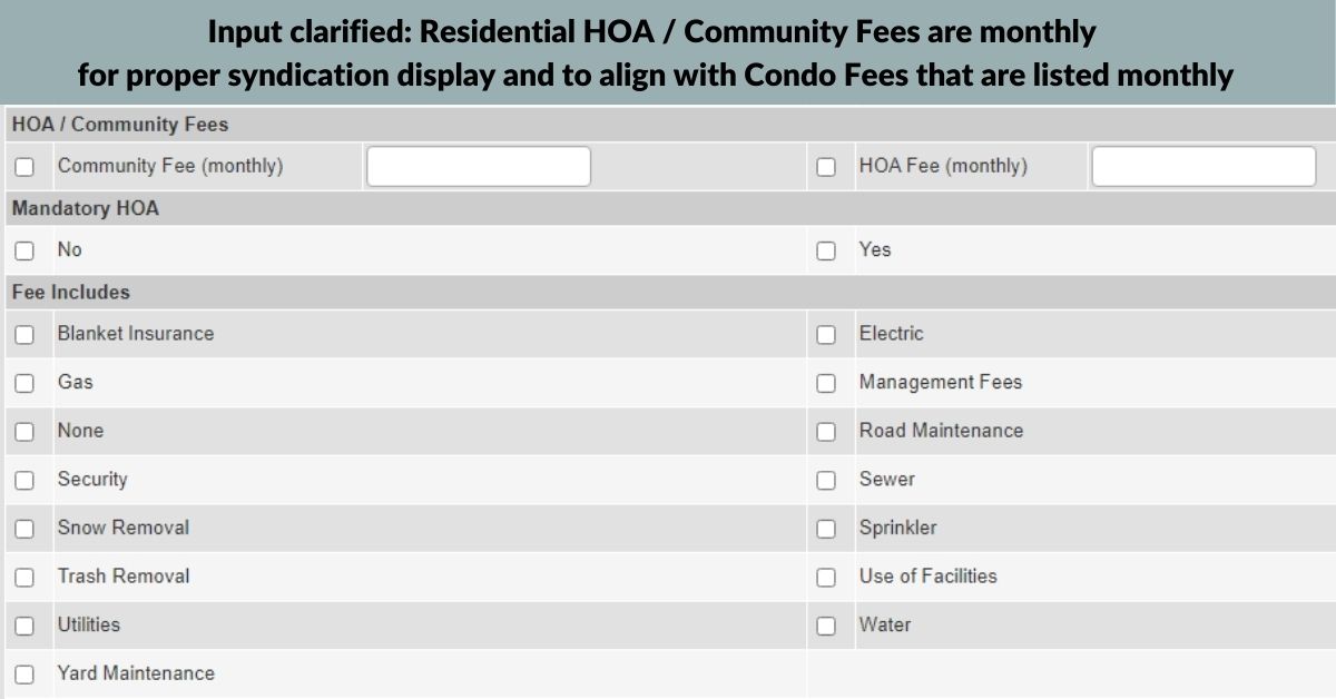 Clarification: HOA Fees are monthly